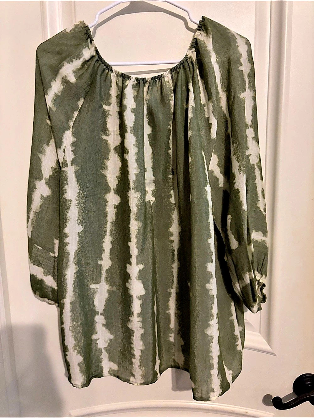 New Direction Tie-Dye Blouse in Green & White Size XXL Like New